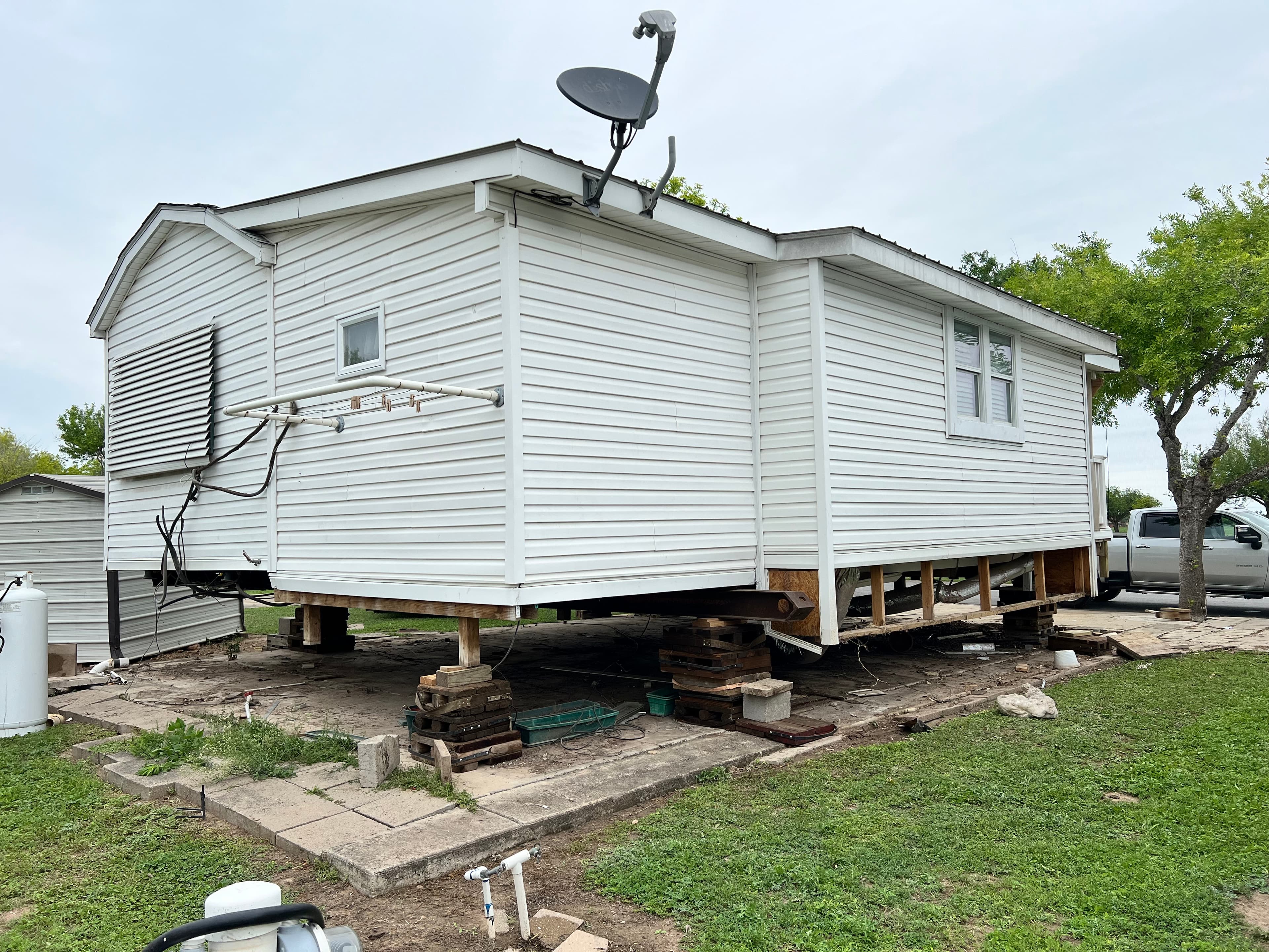 Mobile home site setup and anchoring work